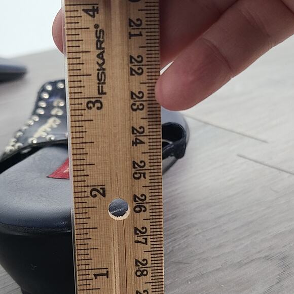 Bob Baker Exclusive Women's Sandals Kitten Heel Blue Gold Accent Size 7 - Picture 6 of 6